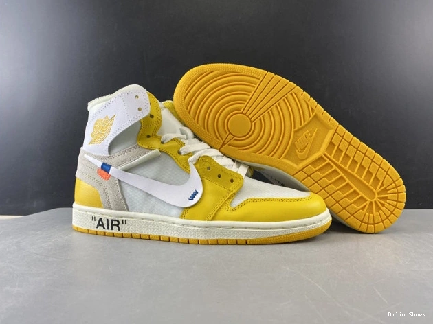 Bmlin AQ0818-149 Off-White x 1 Air Yellow-Cone White Dark NRG Jordan Powder 0725